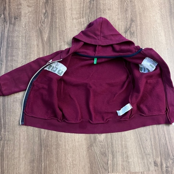 United Colors of Benetton Maroon Unisex Trendy Hoodie Sz XS - Picture 6 of 7